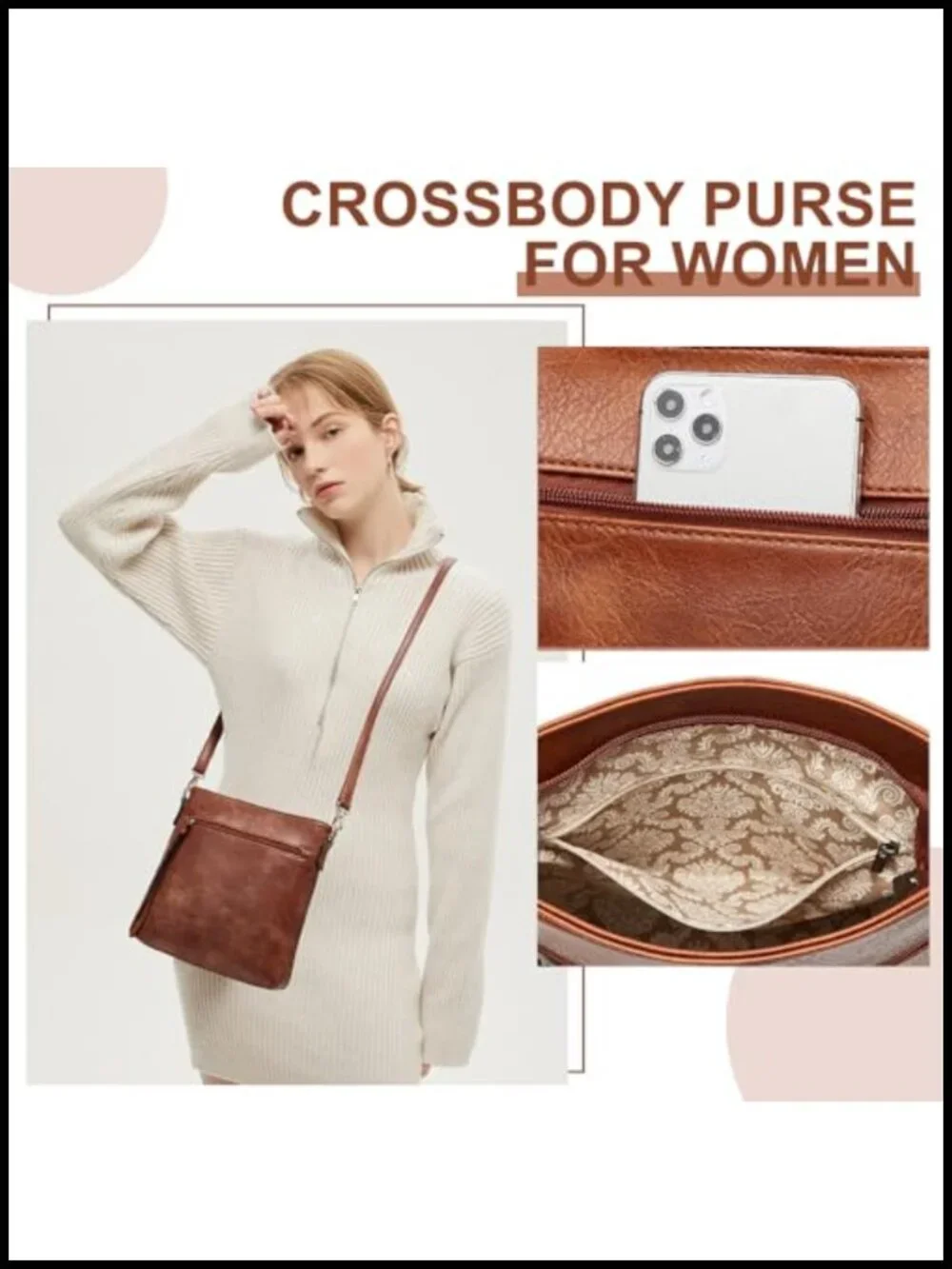 PU Leather Hobo Crossbody Bag Set 3 in 1 Convertible Shoulder Satchel
